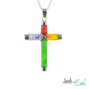 Cross Pendant with 16" Rhodium Plated Chain